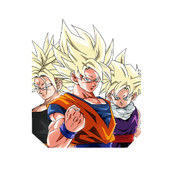 SSJ Goku & SSJ Gohan (Youth) & 
SSJ Trunks (Teen)