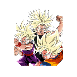 SSJ Goku & SSJ Gohan (Youth) & 
SSJ Trunks (Teen)